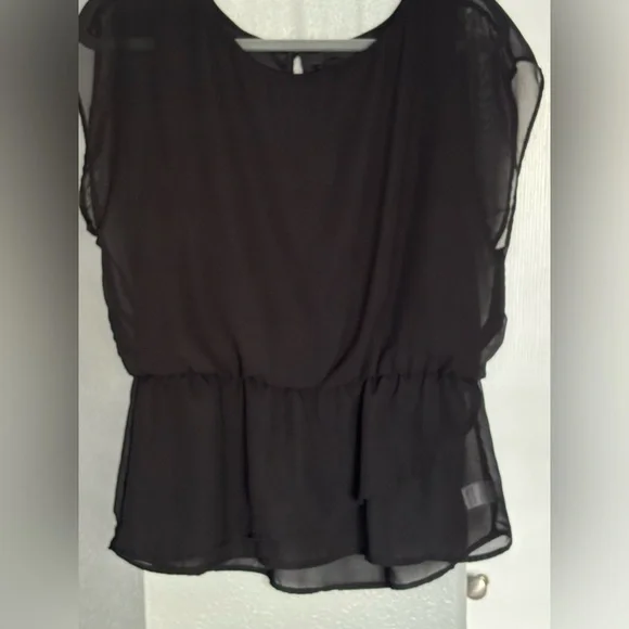Bobeau Black Sheer Women's Blouse Size S Elegant Feminine - Picture 3 of 12